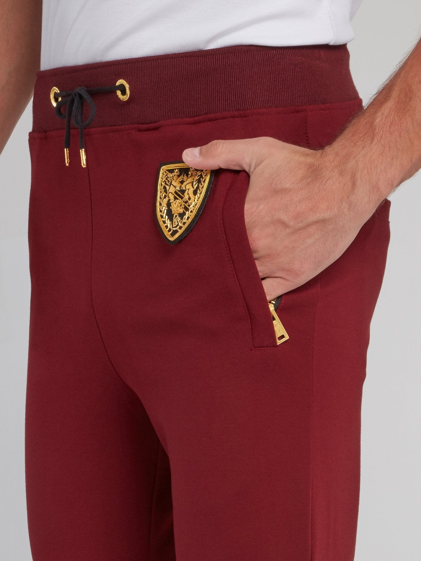 Burgundy Appliquéd Jogging Trousers