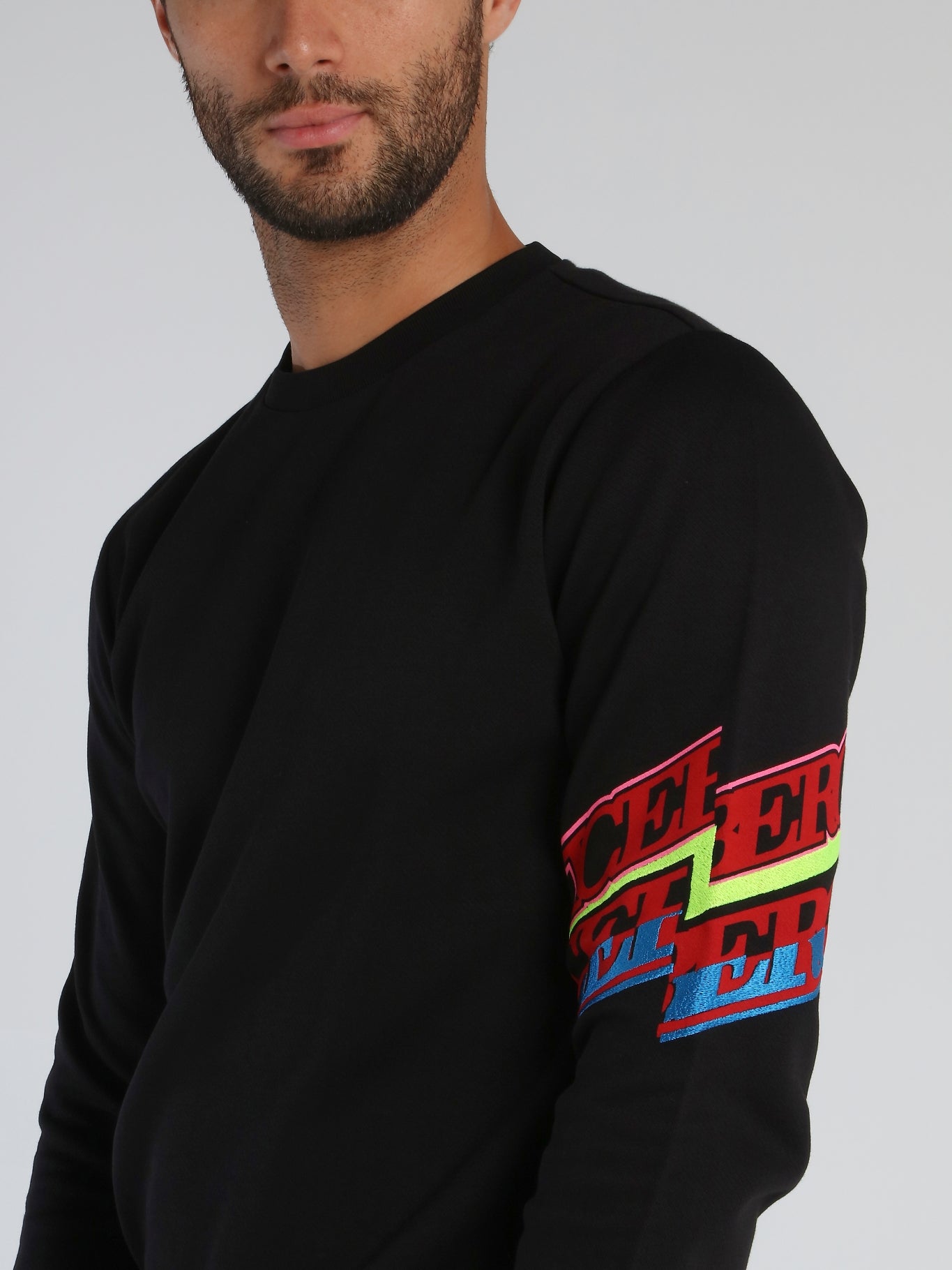 Black Logo Panel Cotton Sweatshirt