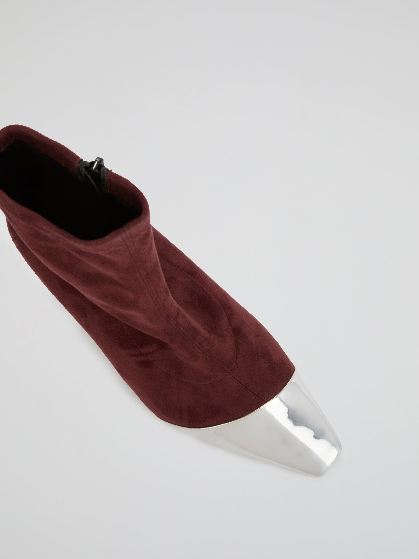 Burgundy Metallic Toe Suede Boots