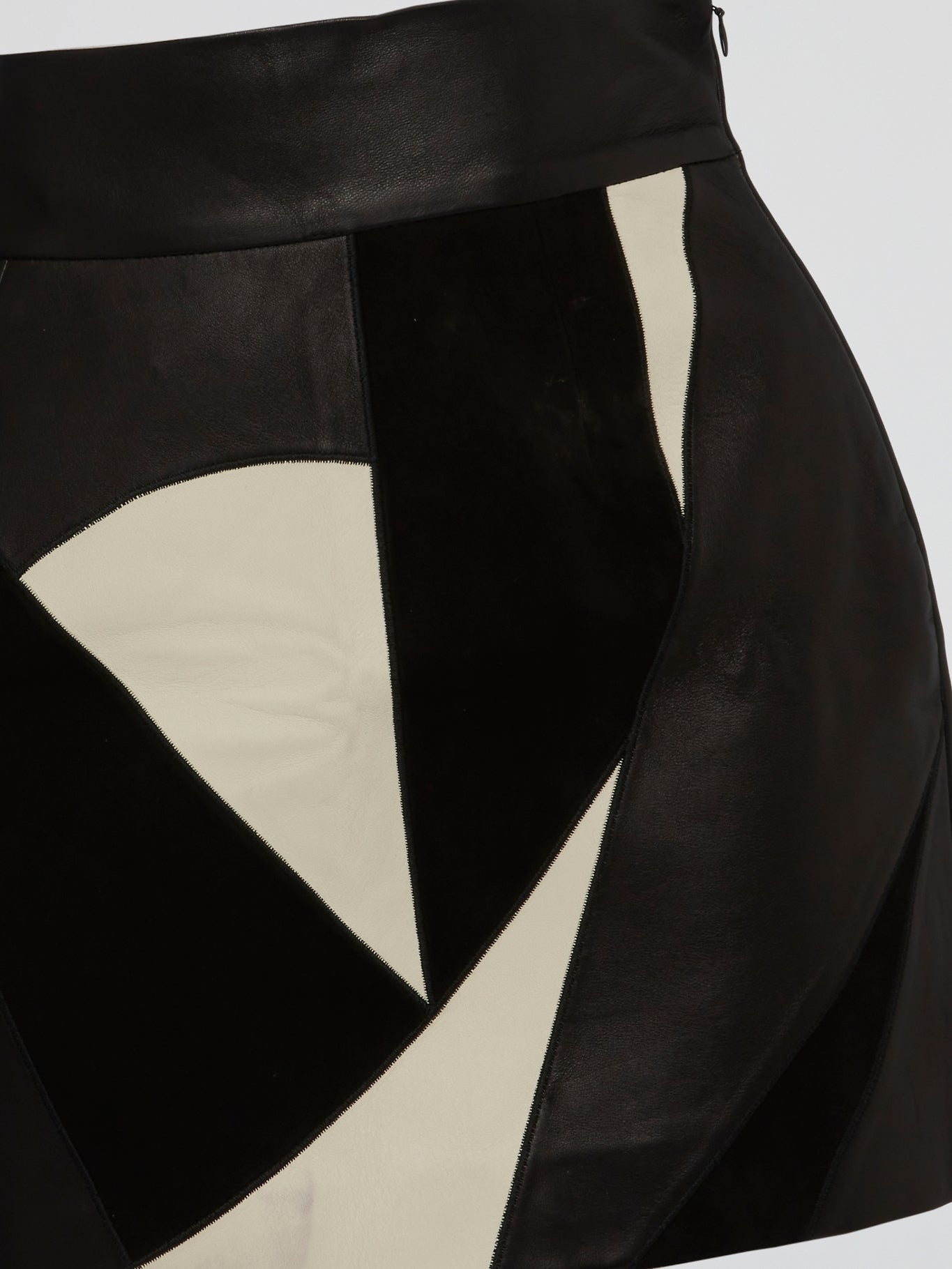 Geometric Leather Mini Skirt
