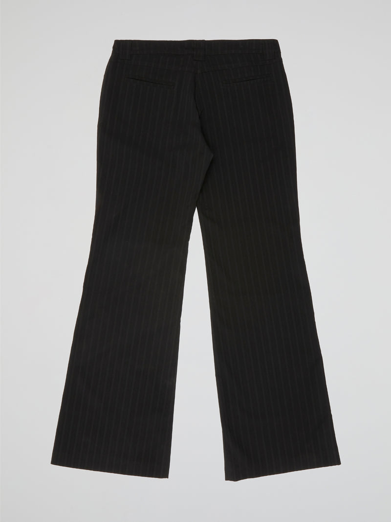 Midnight Black Pinstripe Flare Trousers