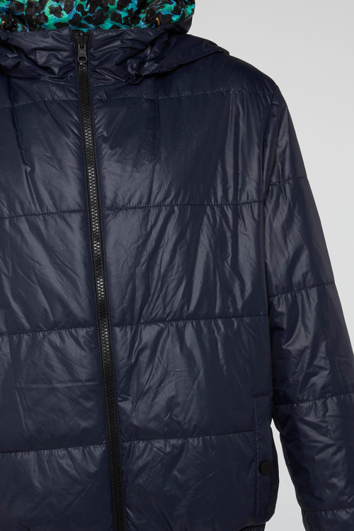 Navy Dual-Style Reversible Puffer Jacket