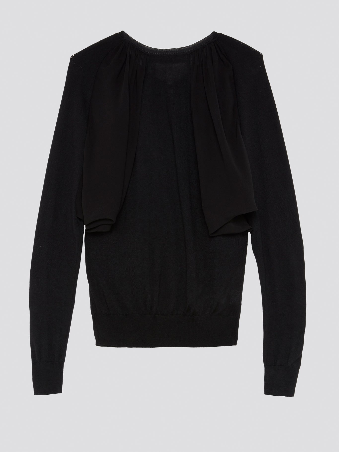 Black Draped Button-Up Cardigan