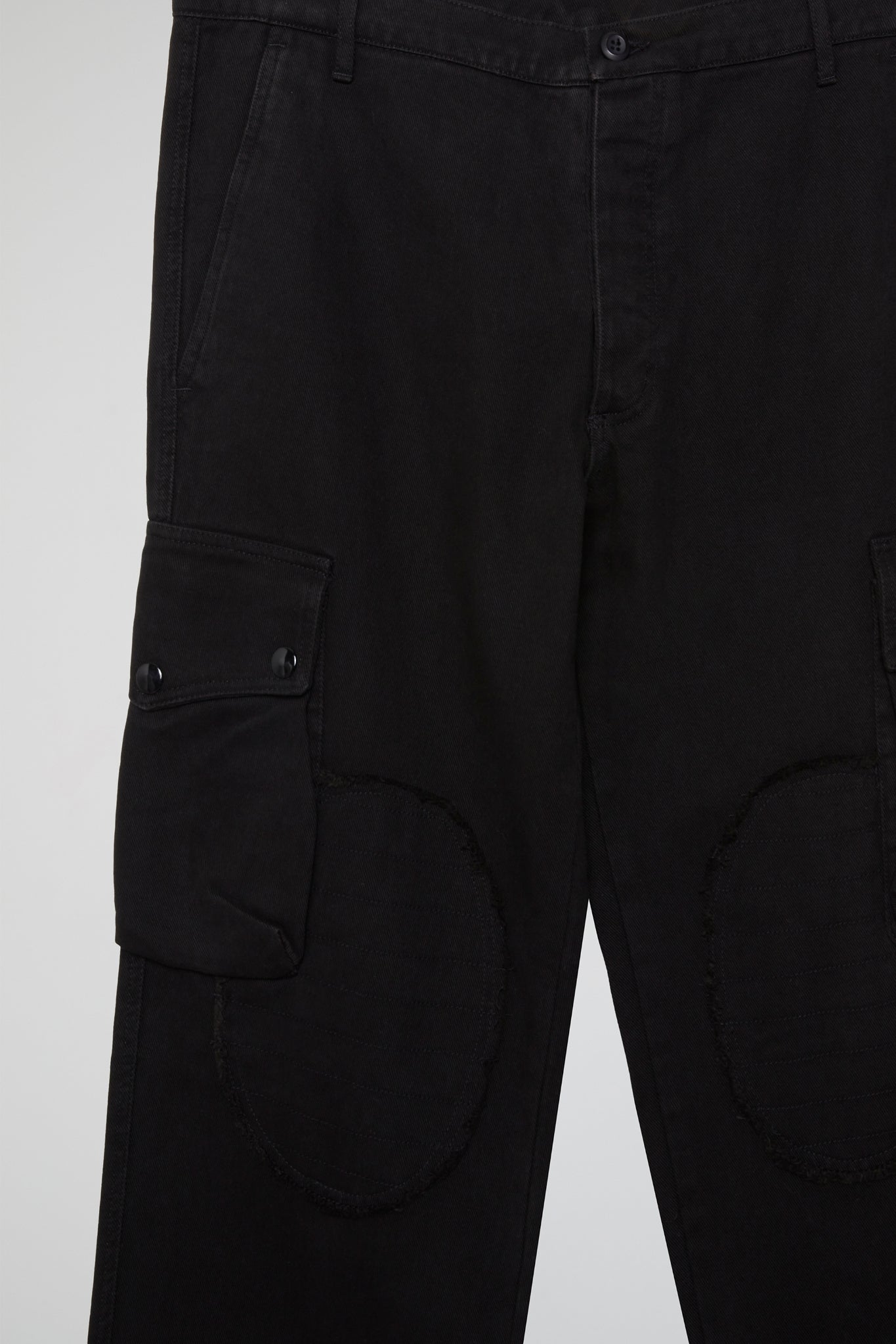 Black Knee-Detailed Cargo Pants