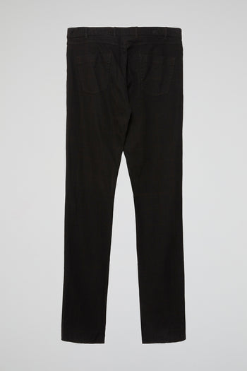 Black Windowpane Straight Cut Jeans