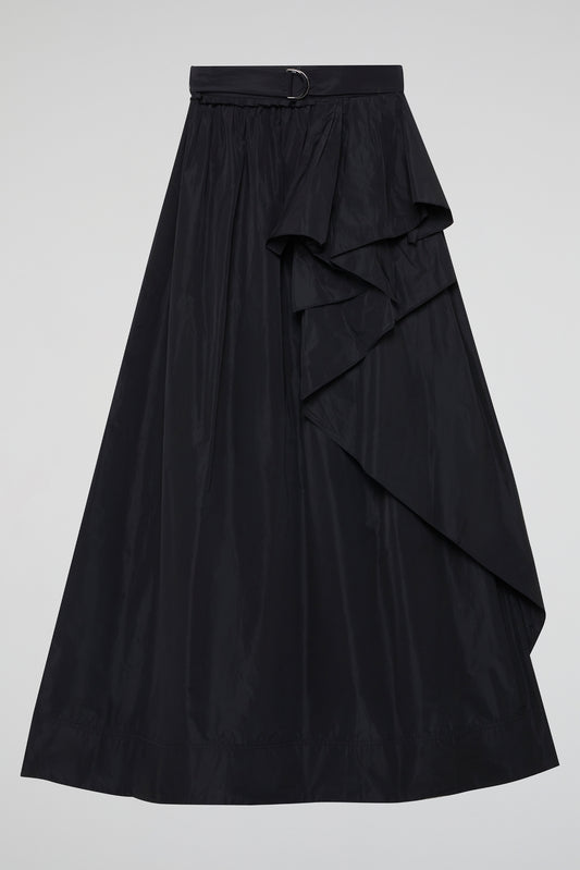 Black Grace Draped Midi Skirt