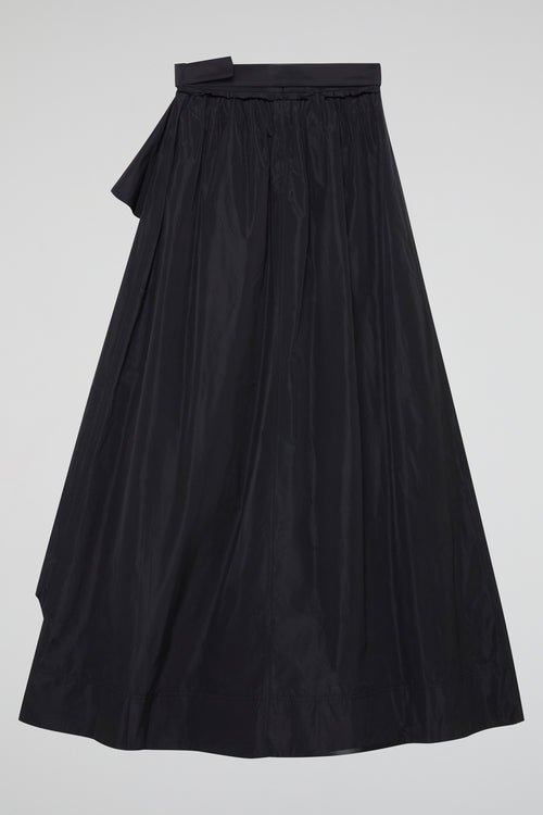 Black Grace Draped Midi Skirt