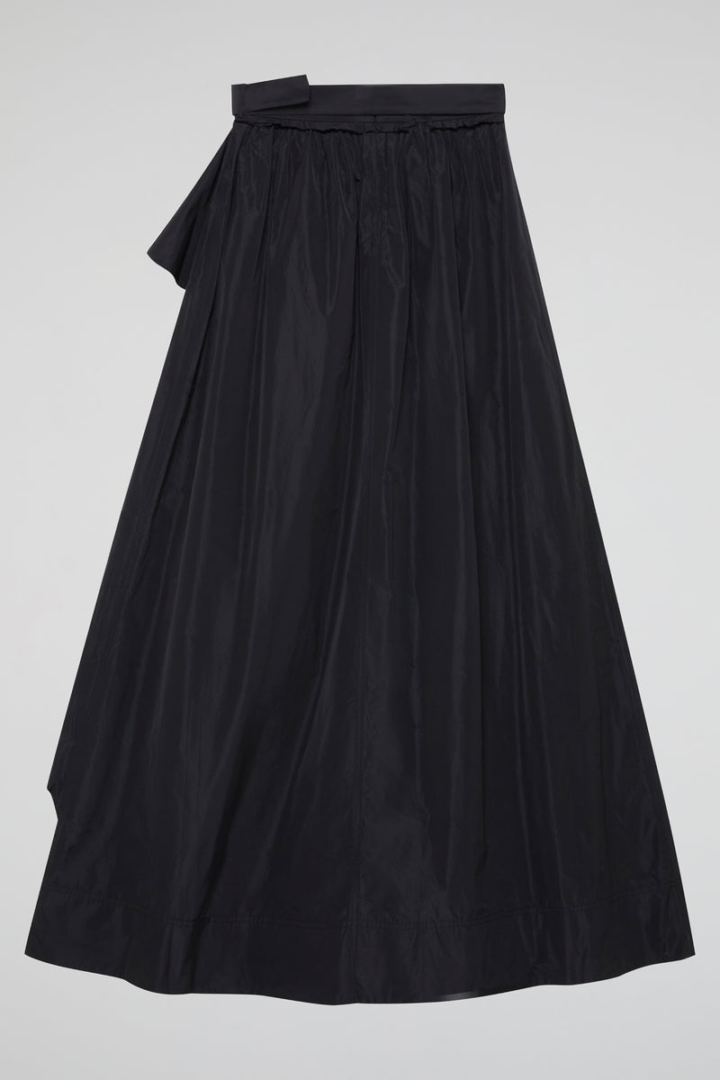 Black Grace Draped Midi Skirt