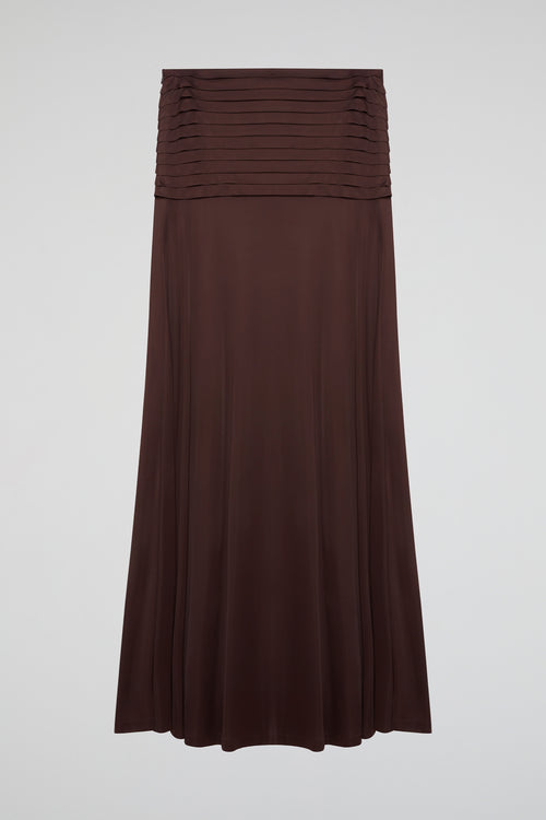 Brown Elegance Draped Maxi Skirt