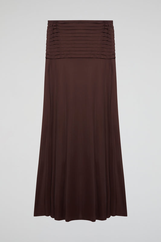 Brown Elegance Draped Maxi Skirt