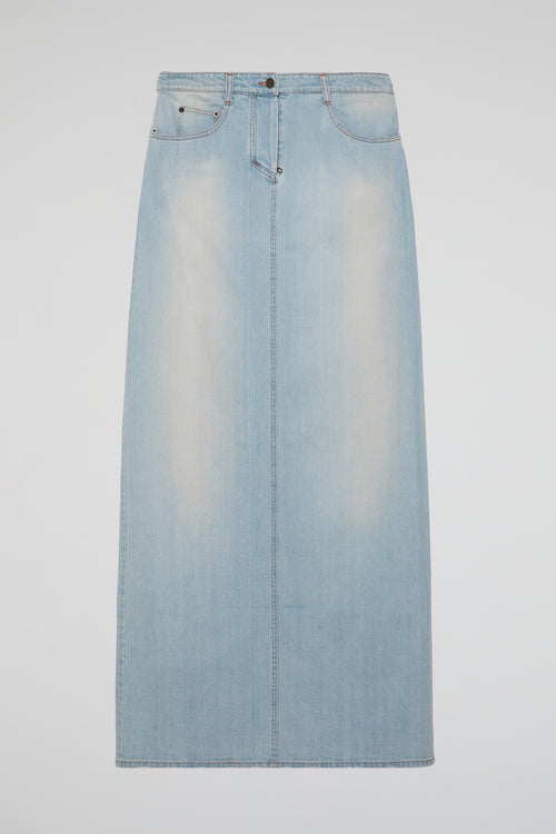 Blue High-Waisted Denim Maxi Skirt