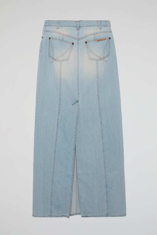 Blue High-Waisted Denim Maxi Skirt