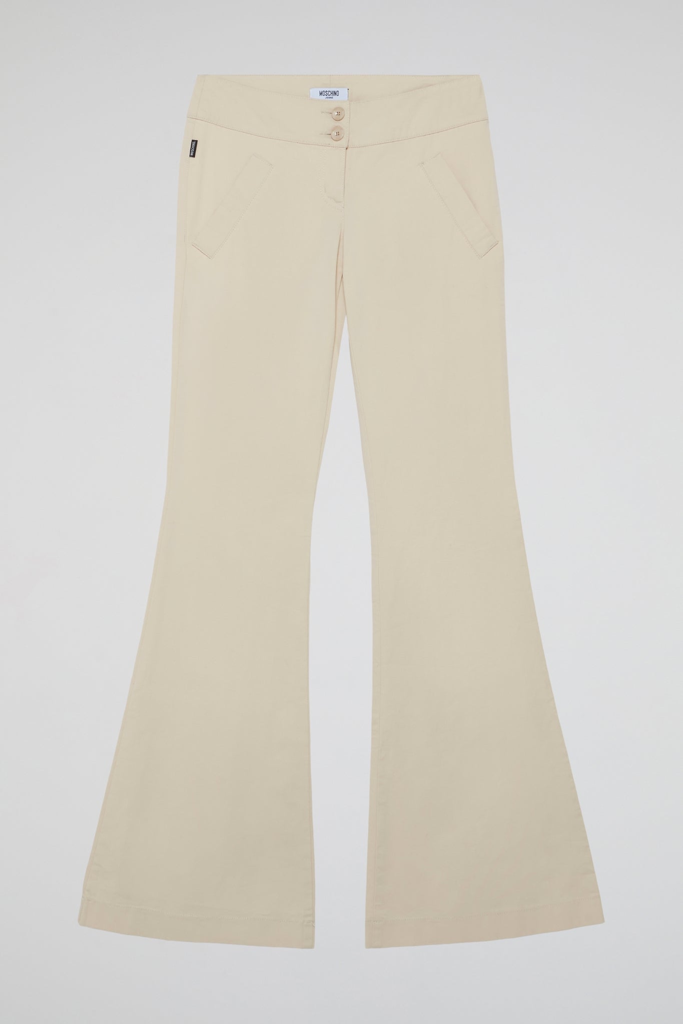 Beige Chic High-Waist Flare Pants