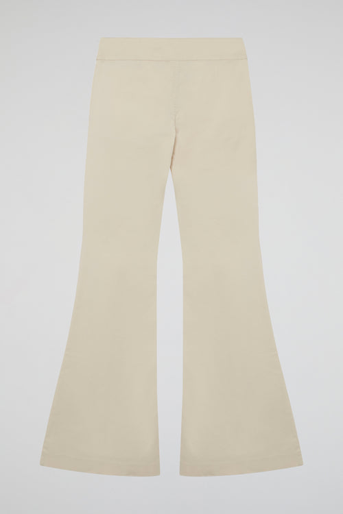 Beige Chic High-Waist Flare Pants