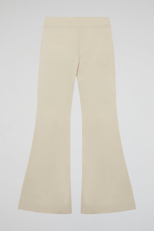 Beige Chic High-Waist Flare Pants