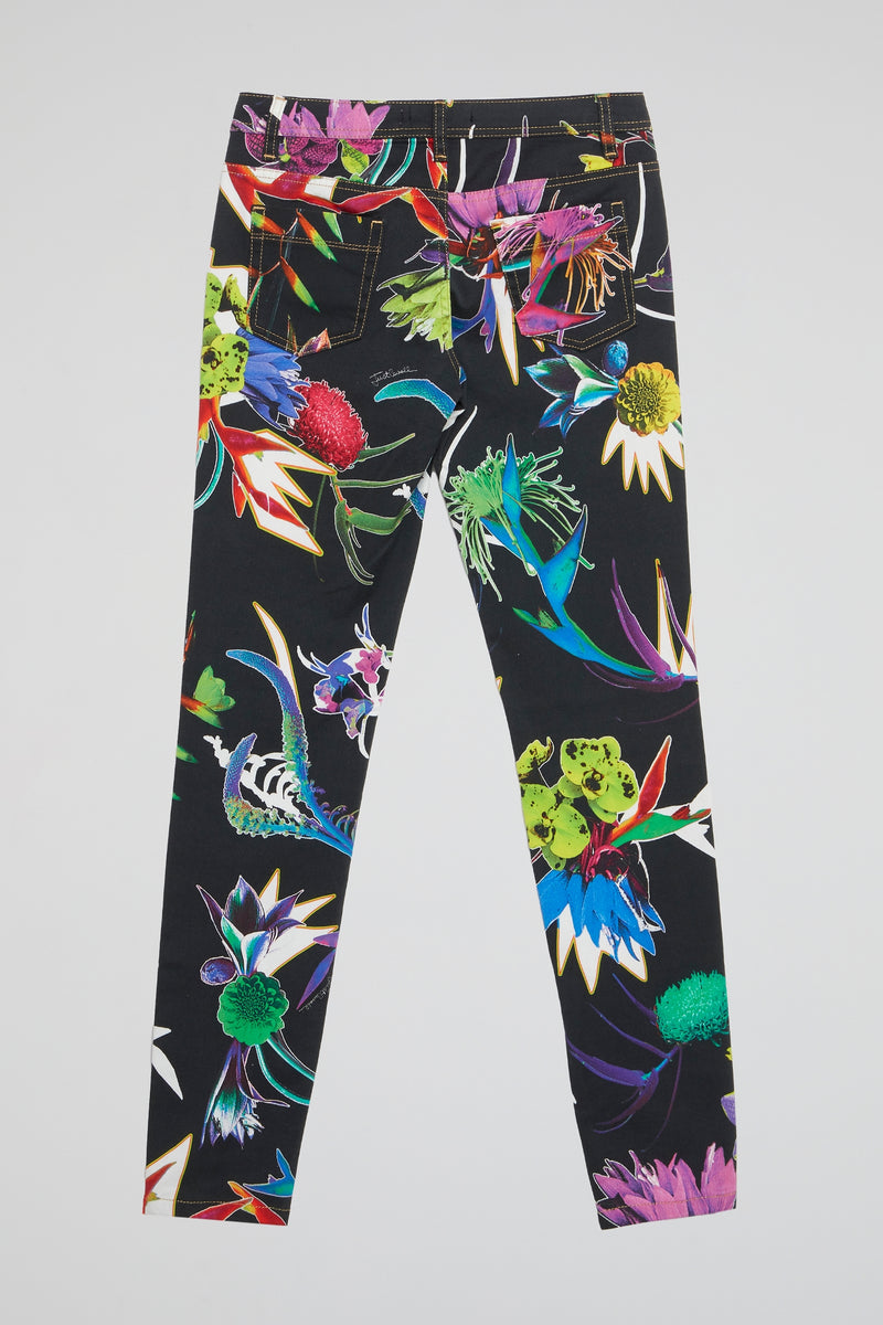 Tropical Black Botanical Jeans