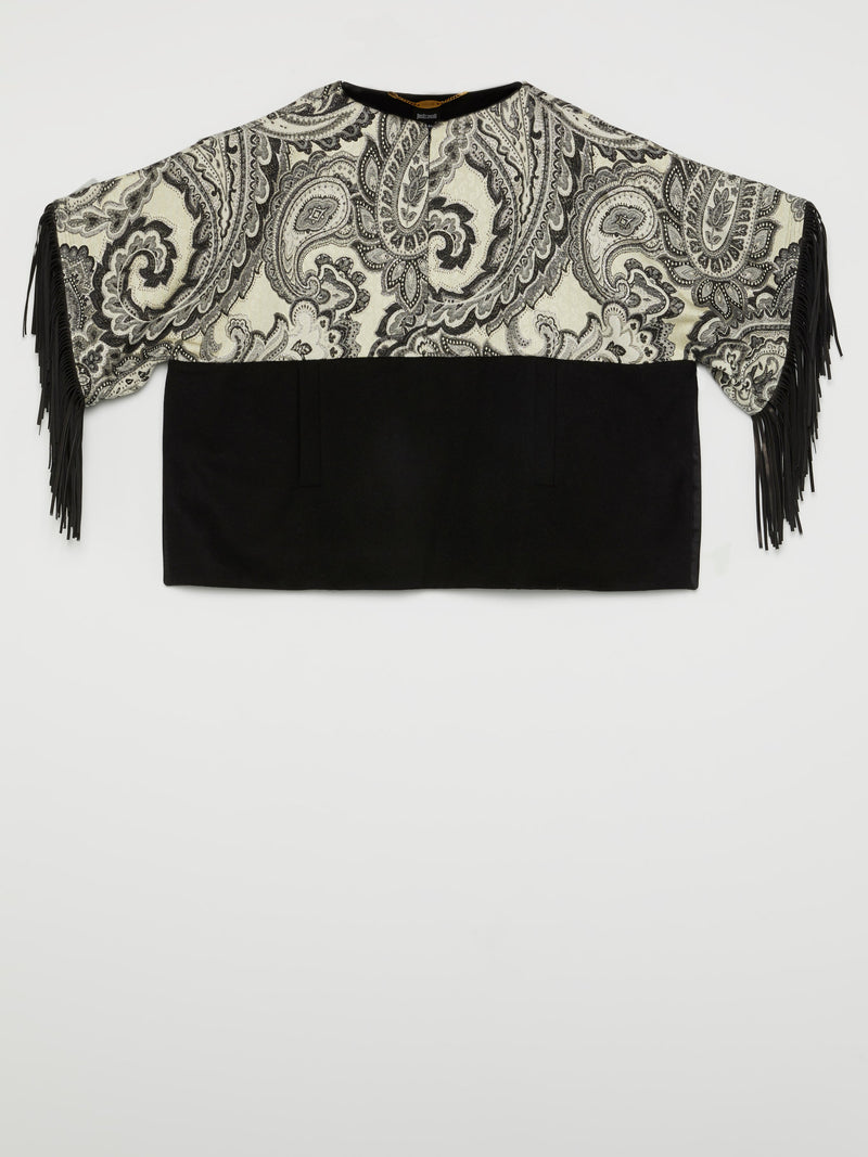 Fringe Sleeve Paisley Top