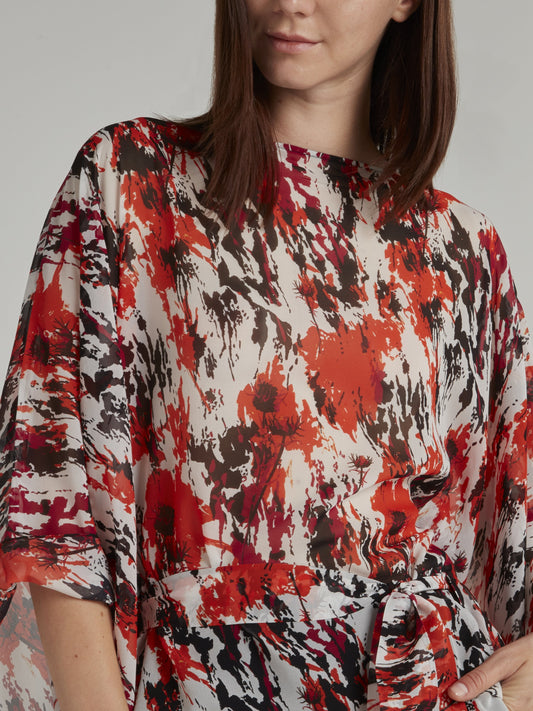 Floral Splatter Silk Kaftan