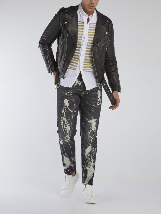 Black Paint Splashed Jeans