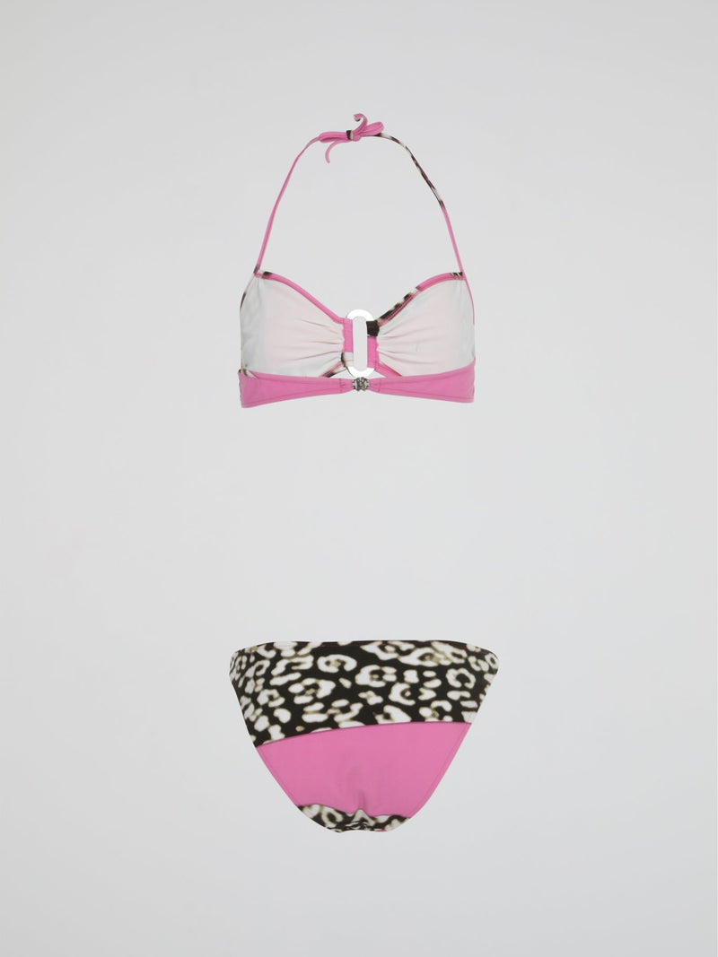 Pink Leopard Print Bikini Set