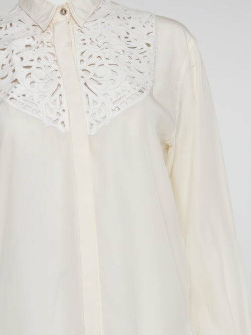 White Cut-Out Detail Shirt