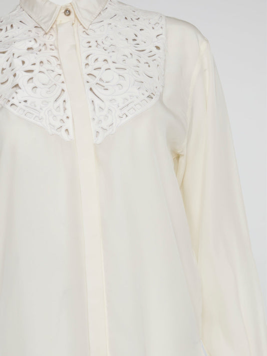 White Cut-Out Detail Shirt