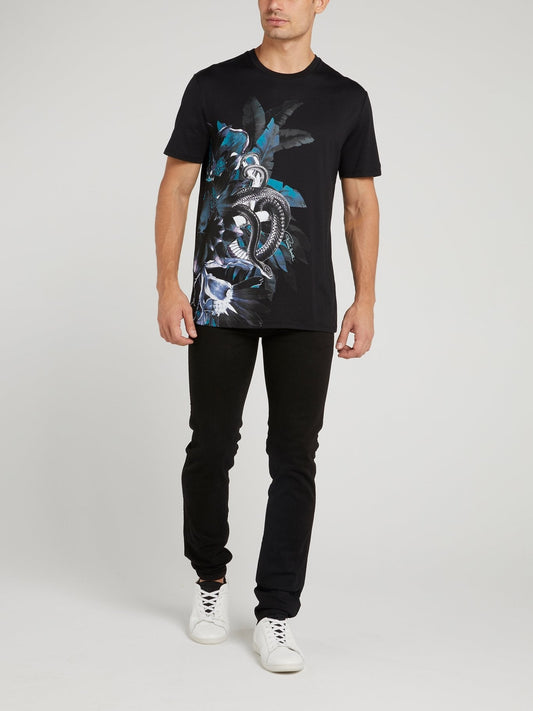 Black Snake Graphic Print T-Shirt