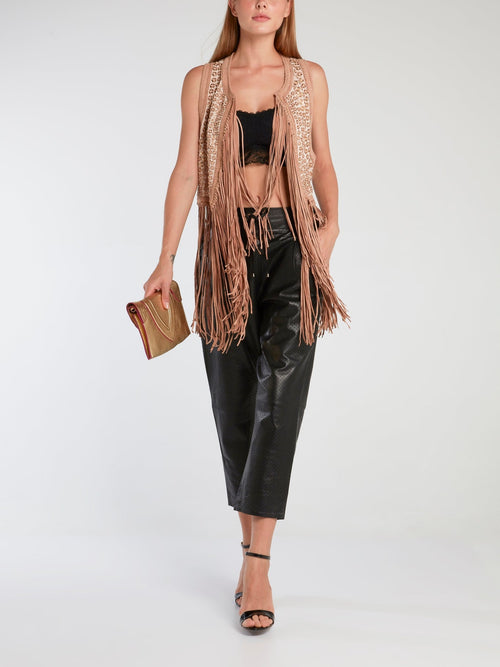 Brown Fringed Boho Gilet