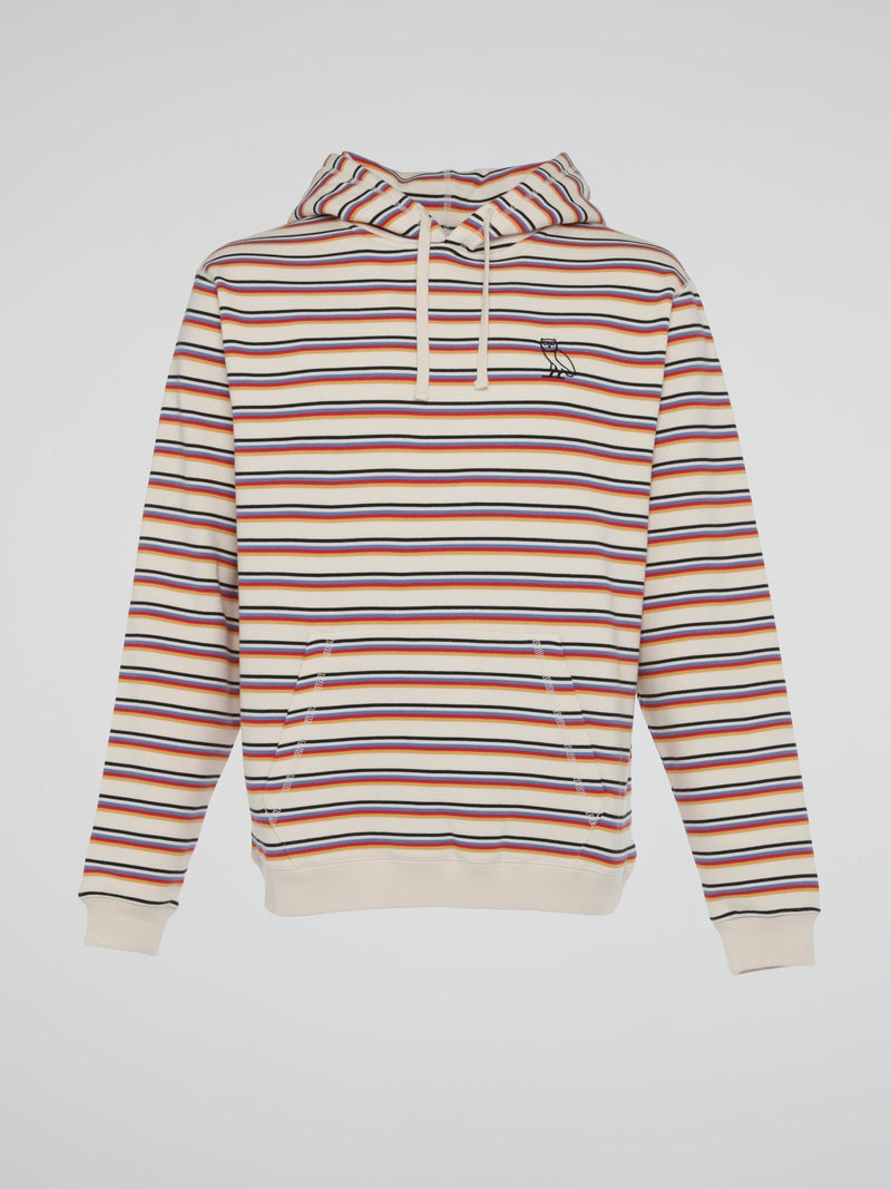 Cream Multi Stripe Hooded Sweatshirt