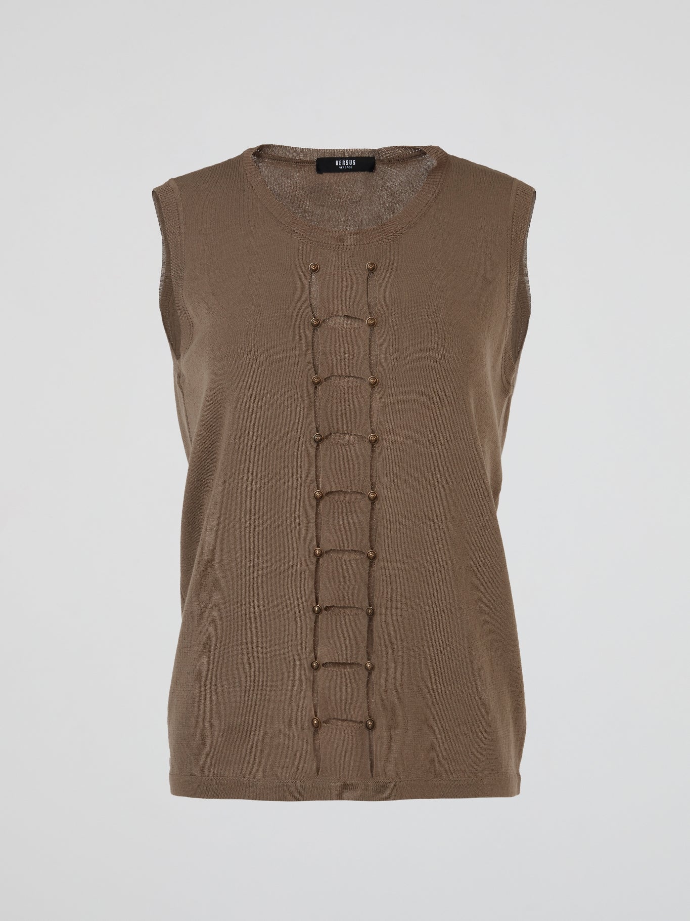 Brown Sleeveless Knit Top