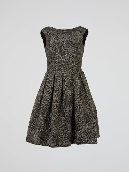 Silver Herringbone Jacquard Dress