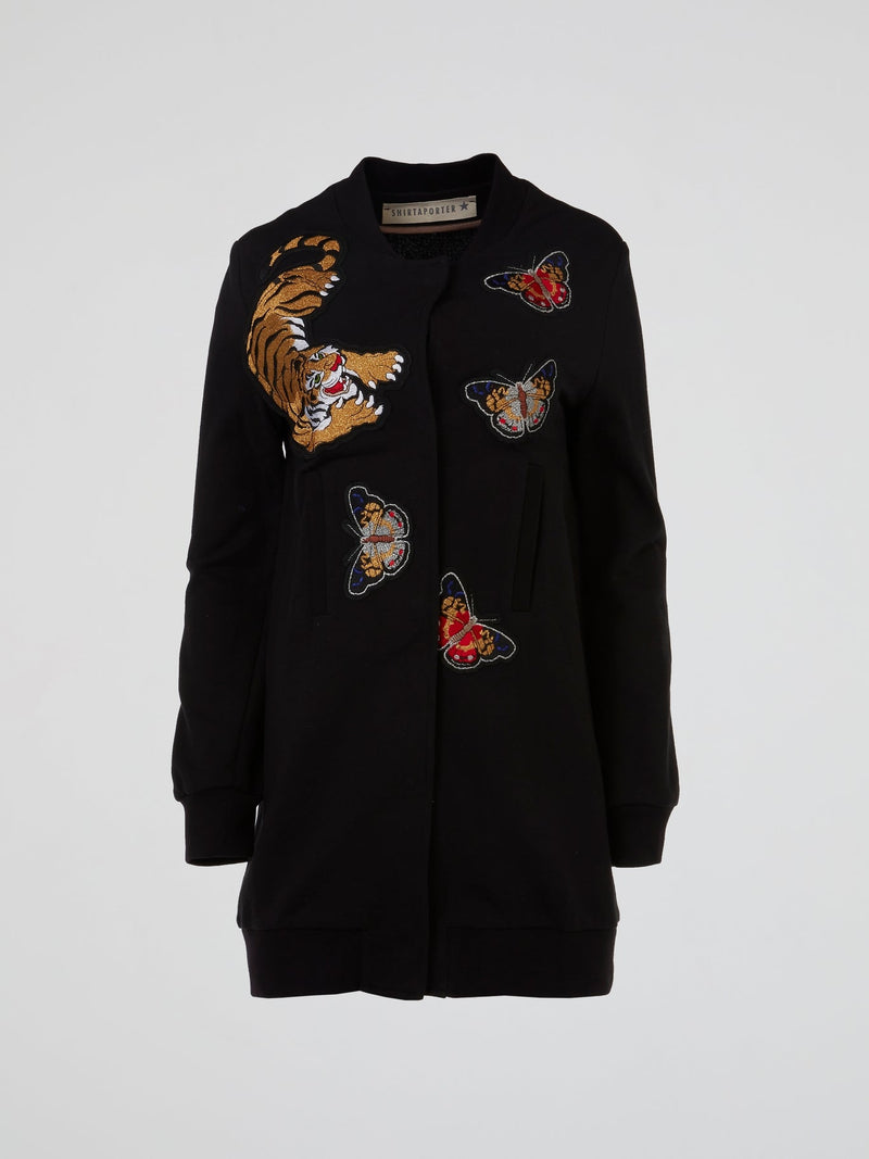 Black Embroidered Cardigan