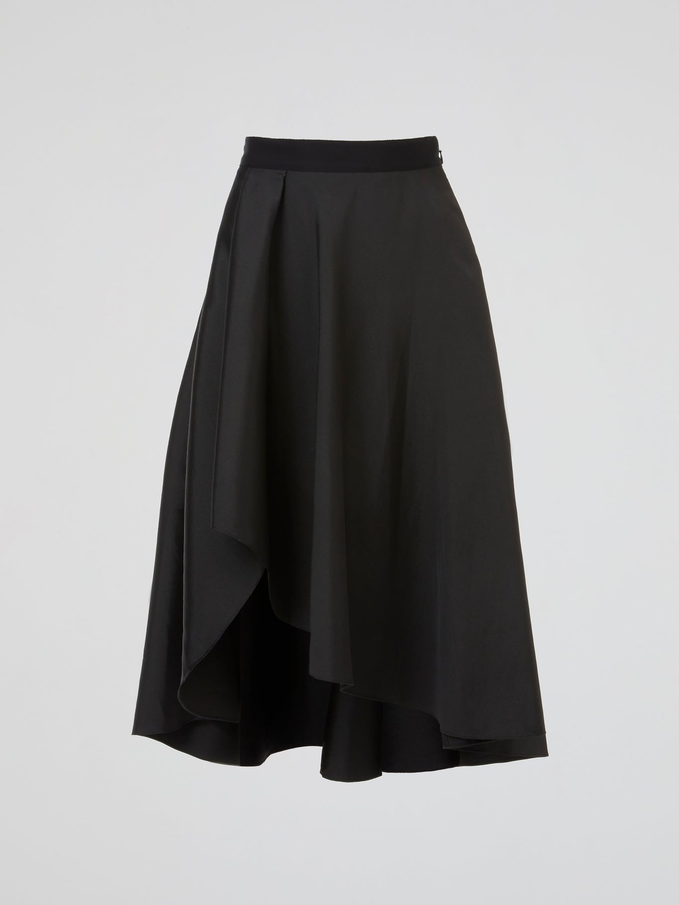 Black Cascade Midi Skirt