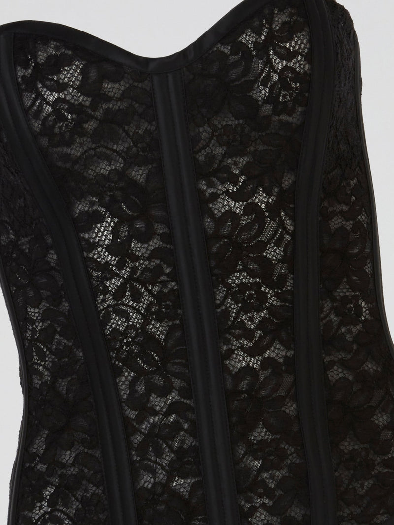 Black Midnight Lace-Up Bustier Corset