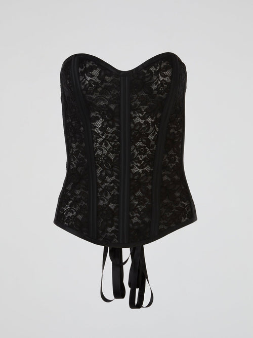 Black Midnight Lace-Up Bustier Corset