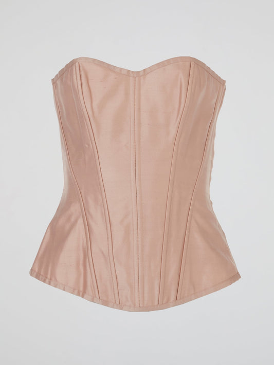 Pink Satin Structured Corset Top