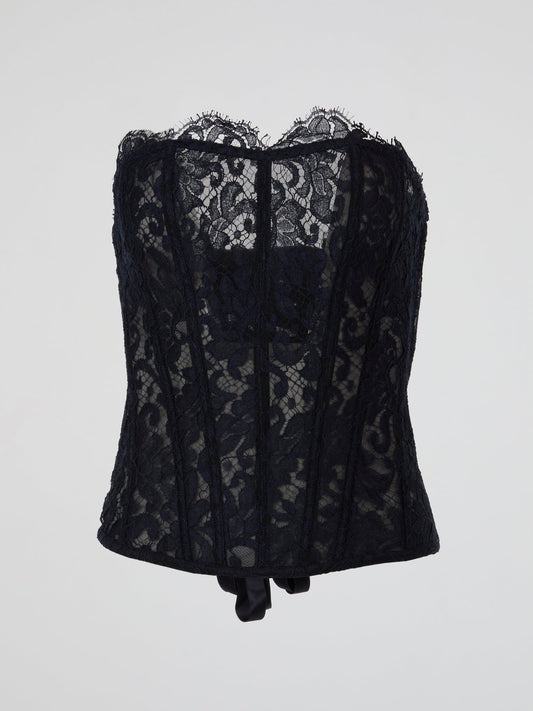 Navy Lace Sheer Corset Top