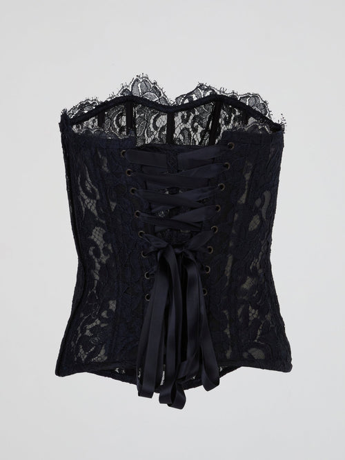 Navy Lace Sheer Corset Top