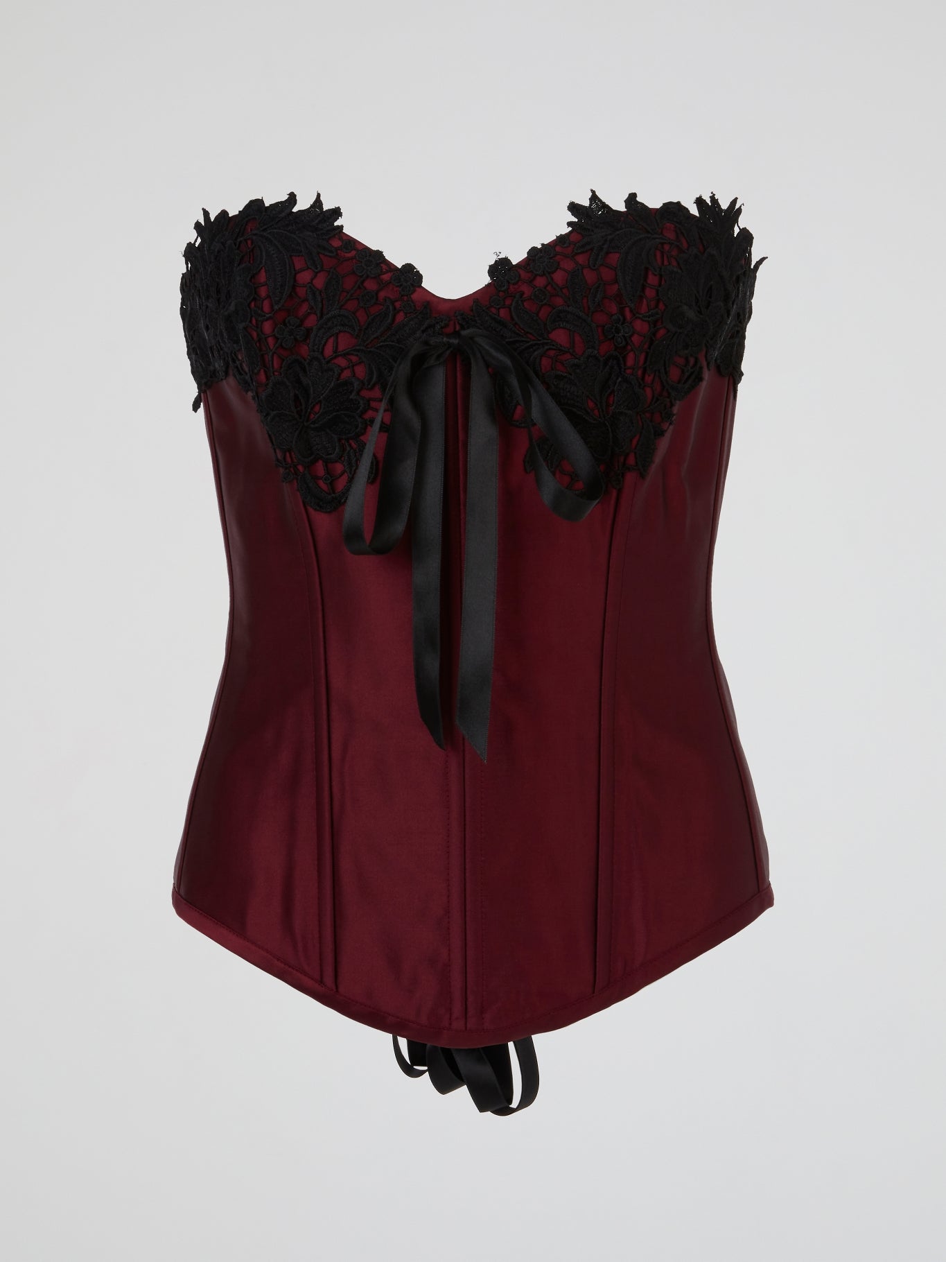 Burgundy Wine Black Lace-Up Corset Top