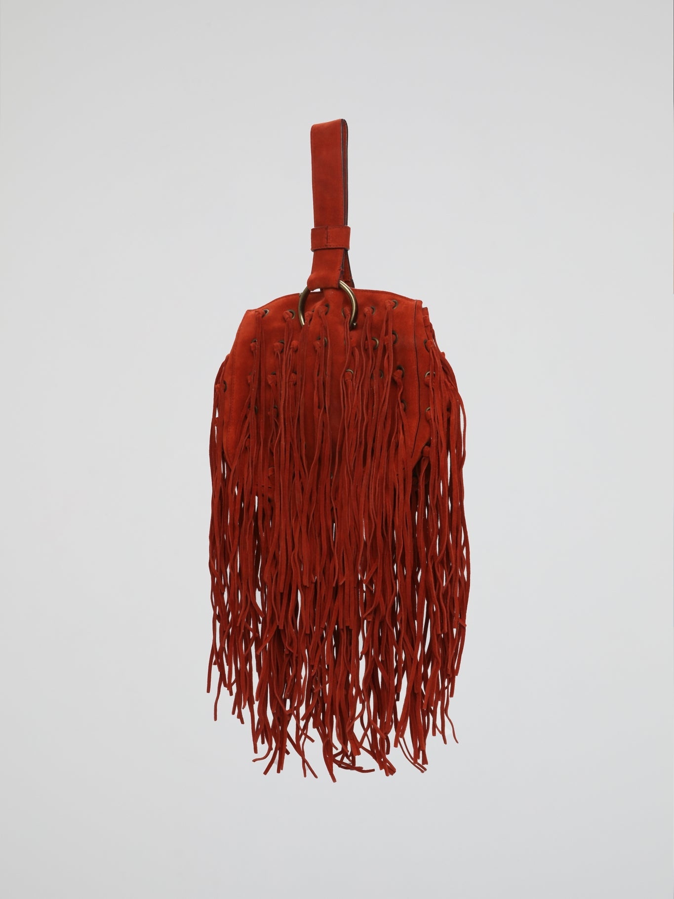 Red Rust Fringe Corset Wristlet Bag