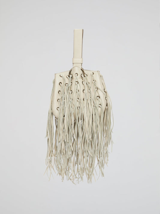 White Ivory Fringe Wristlet Bag