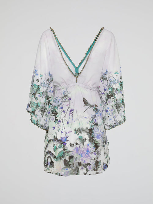 Printed Embellished Mini Kaftan