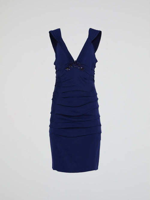 Navy Plunge Mini Dress