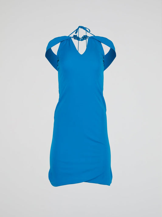 Blue Halter Neck Mini Dress