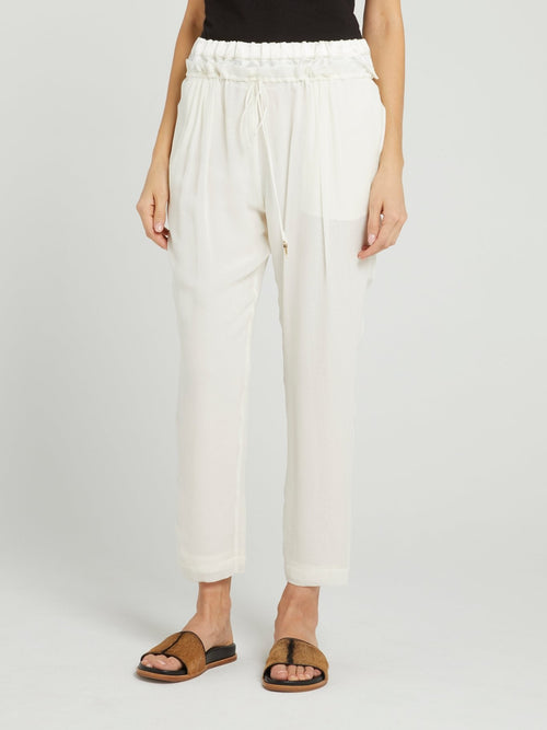 White Cropped Chiffon Pants