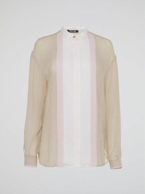 Colour Block Band Collar Shirt