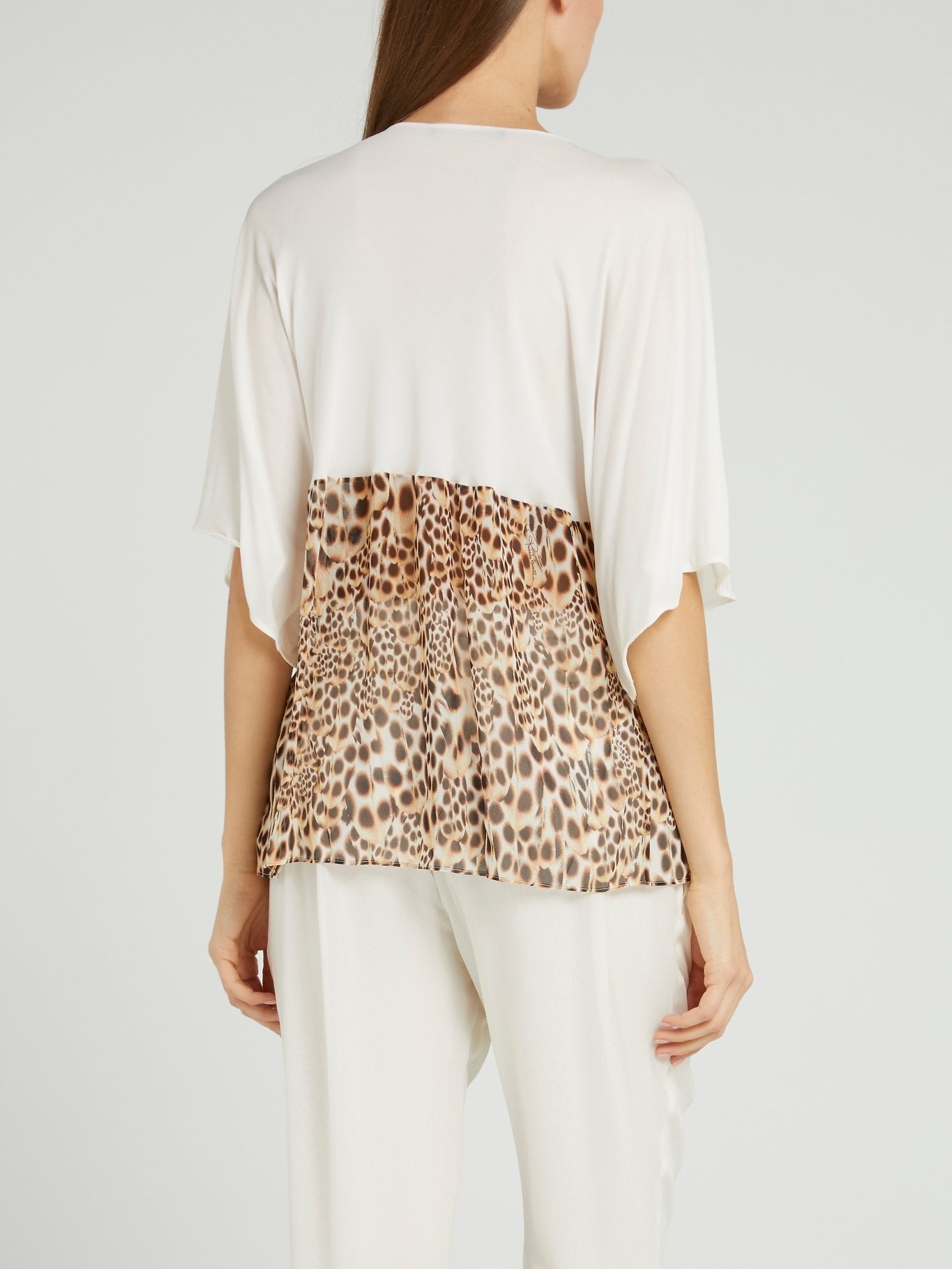 Leopard Panel Keyhole Blouse