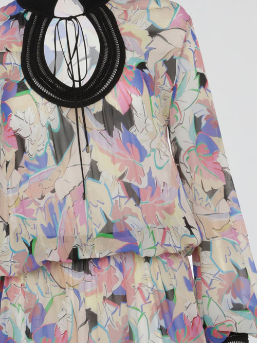 Keyhole Printed Blouse