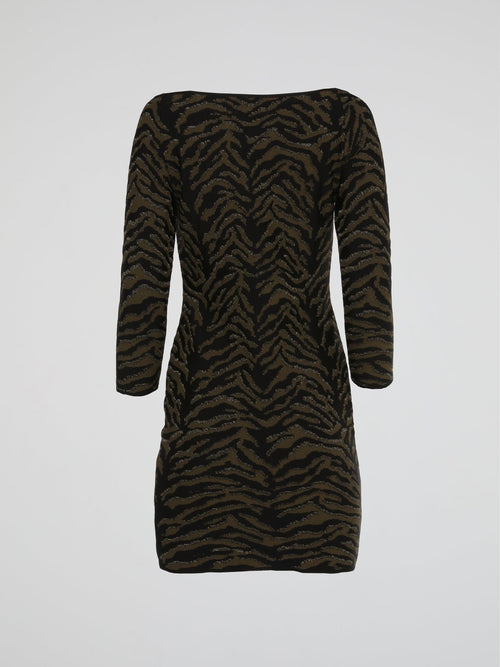 Animal Print Boat Neck Dress