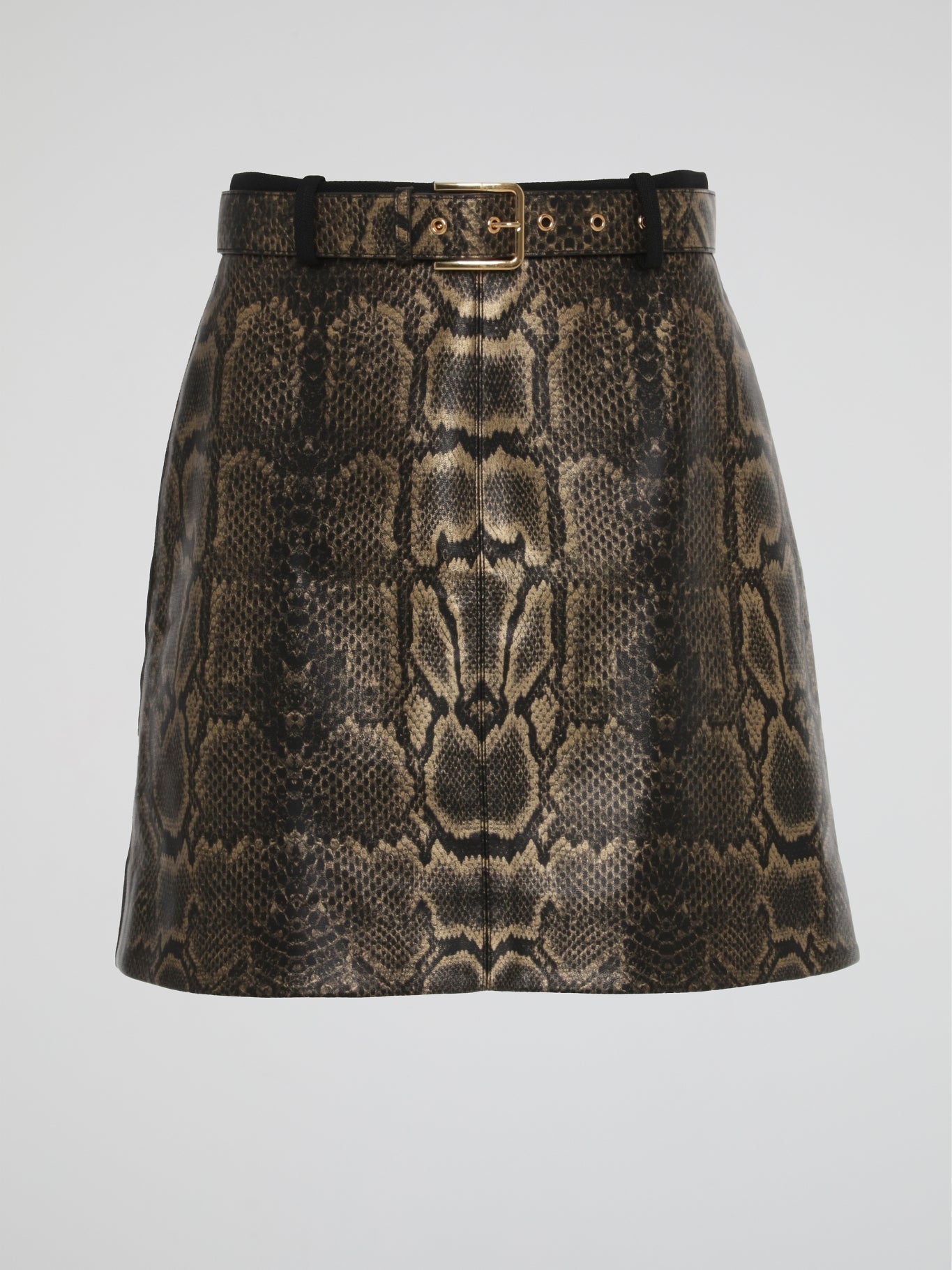 Snake Print Belted Mini Skirt